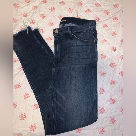 Hudson High Waisted Barbara Skinny Ankle Jeans (Dark Wash) - size - Picture 5 of 13